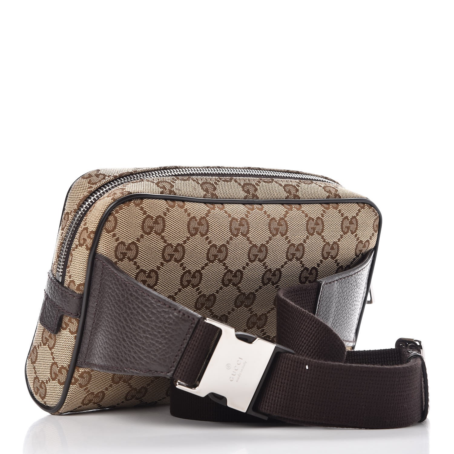 GUCCI Monogram Belt Bag Dark Brown 316990