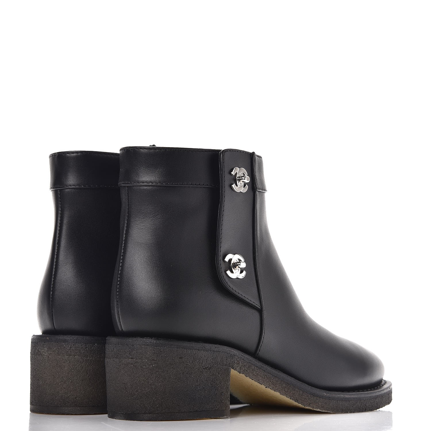 CHANEL Calfskin CC Turnlock Ankle Boots 