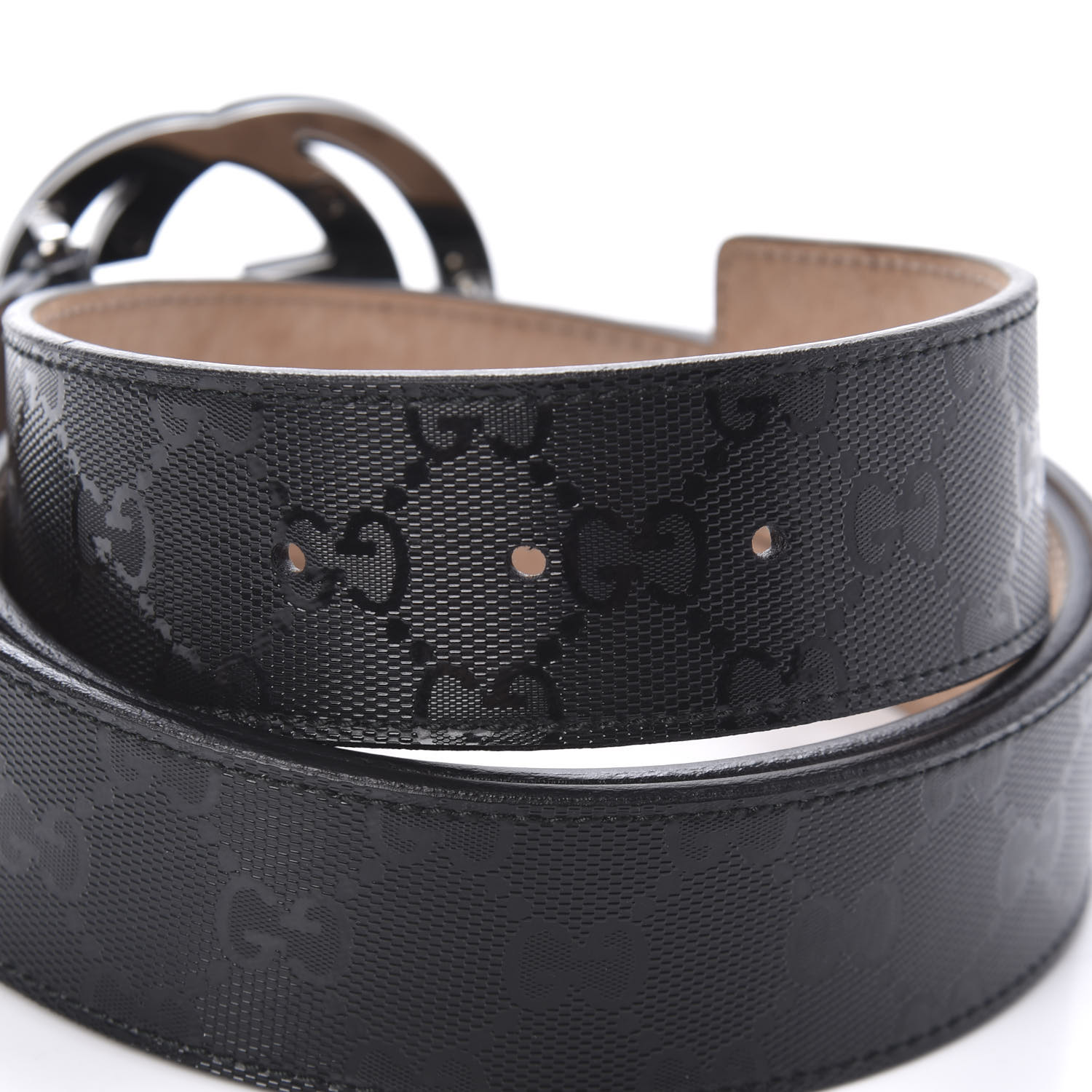 GUCCI Imprime Monogram Interlocking G Belt 100 40 Black 627474