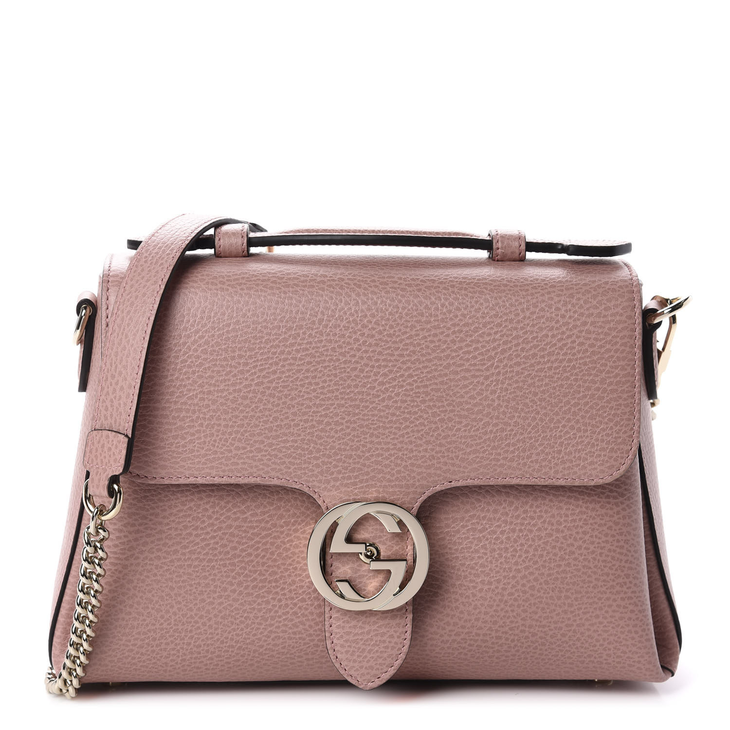 gucci dollar calfskin interlocking g shoulder bag soft pink