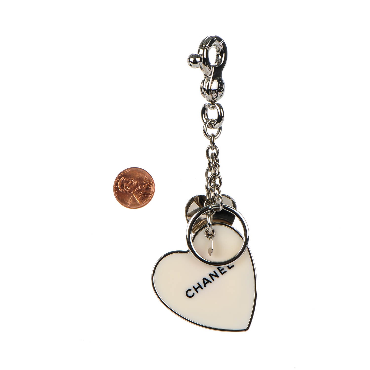 Chanel Bonne Chance Heart Keychain White