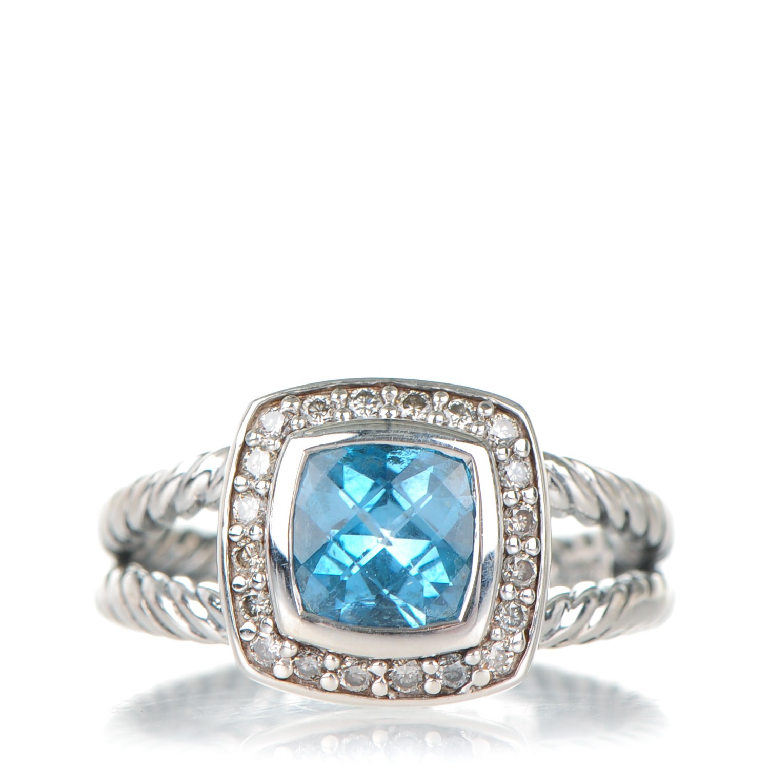 DAVID YURMAN Sterling Silver Pave Diamond Blue Topaz 7mm Petite Albion ...