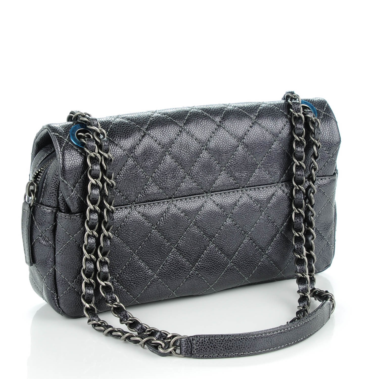 CHANEL Caviar Quilted Medium Easy Flap Argent 133971