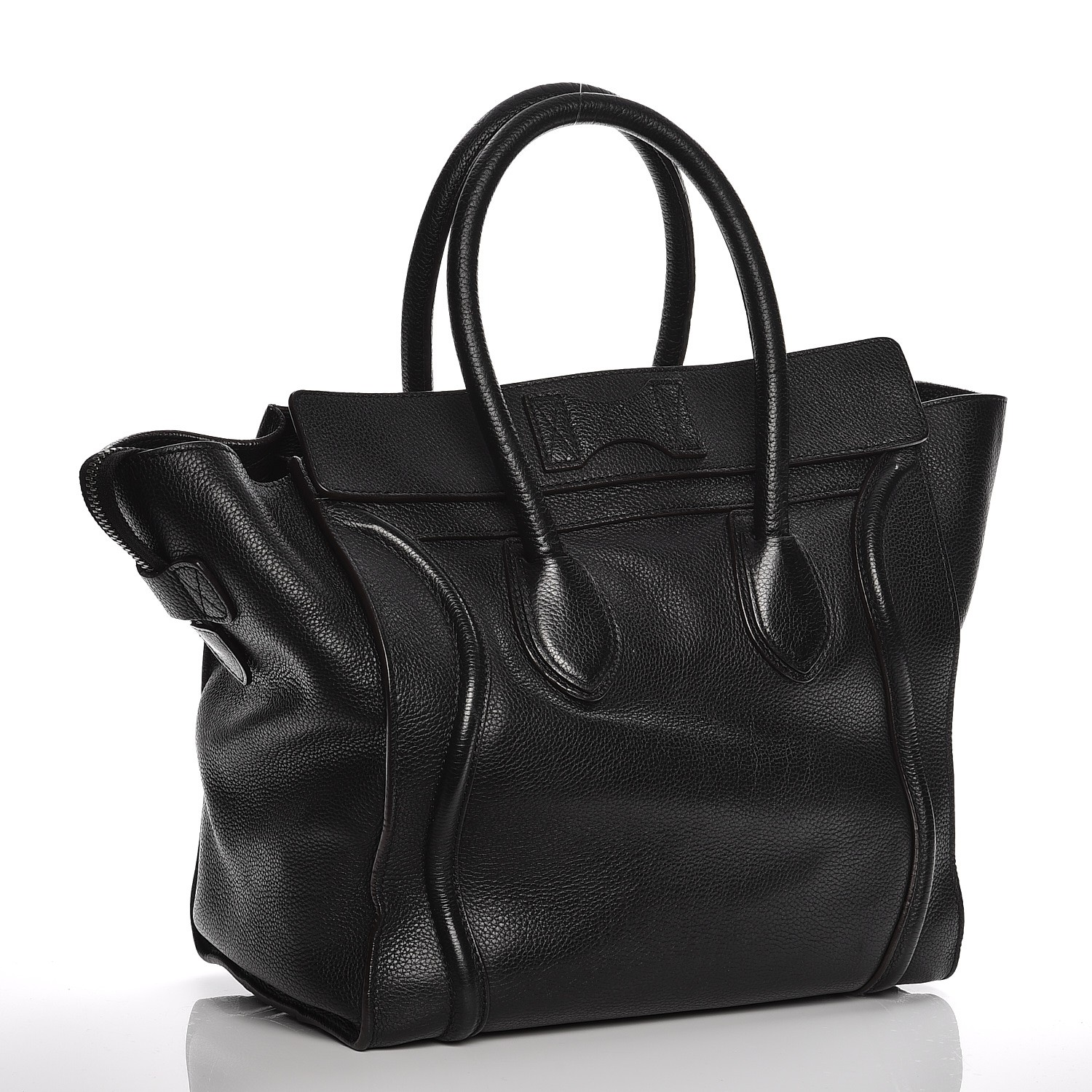 celine drummed calfskin mini luggage black