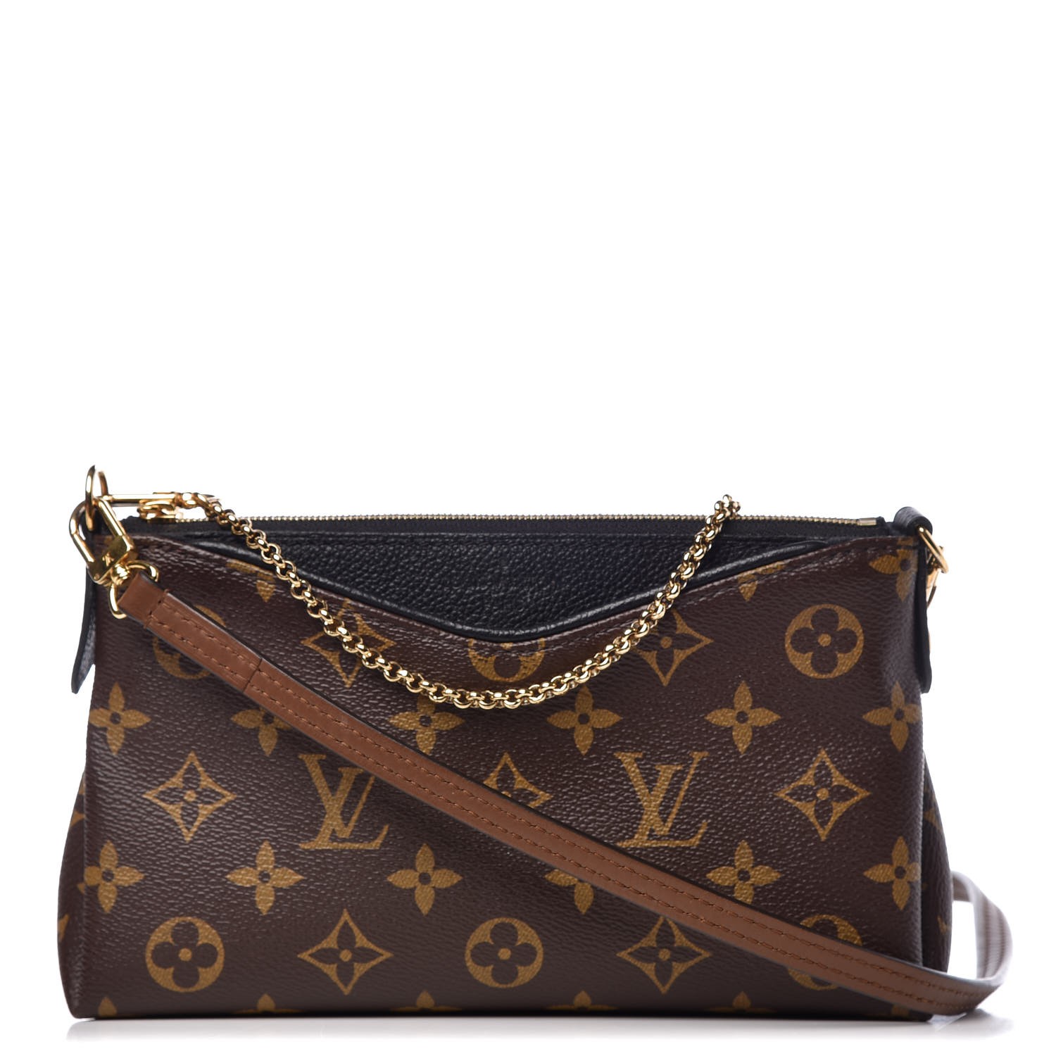 LOUIS VUITTON Monogram Pallas Clutch Black 328212