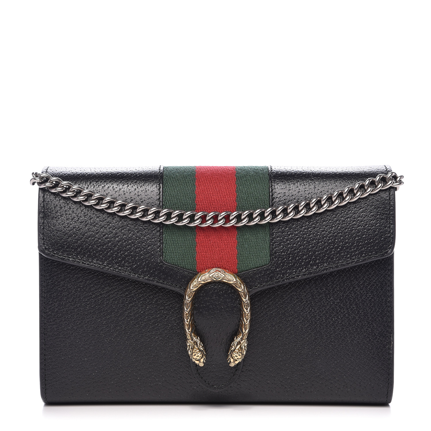 dionysus web stripe leather wallet on a chain