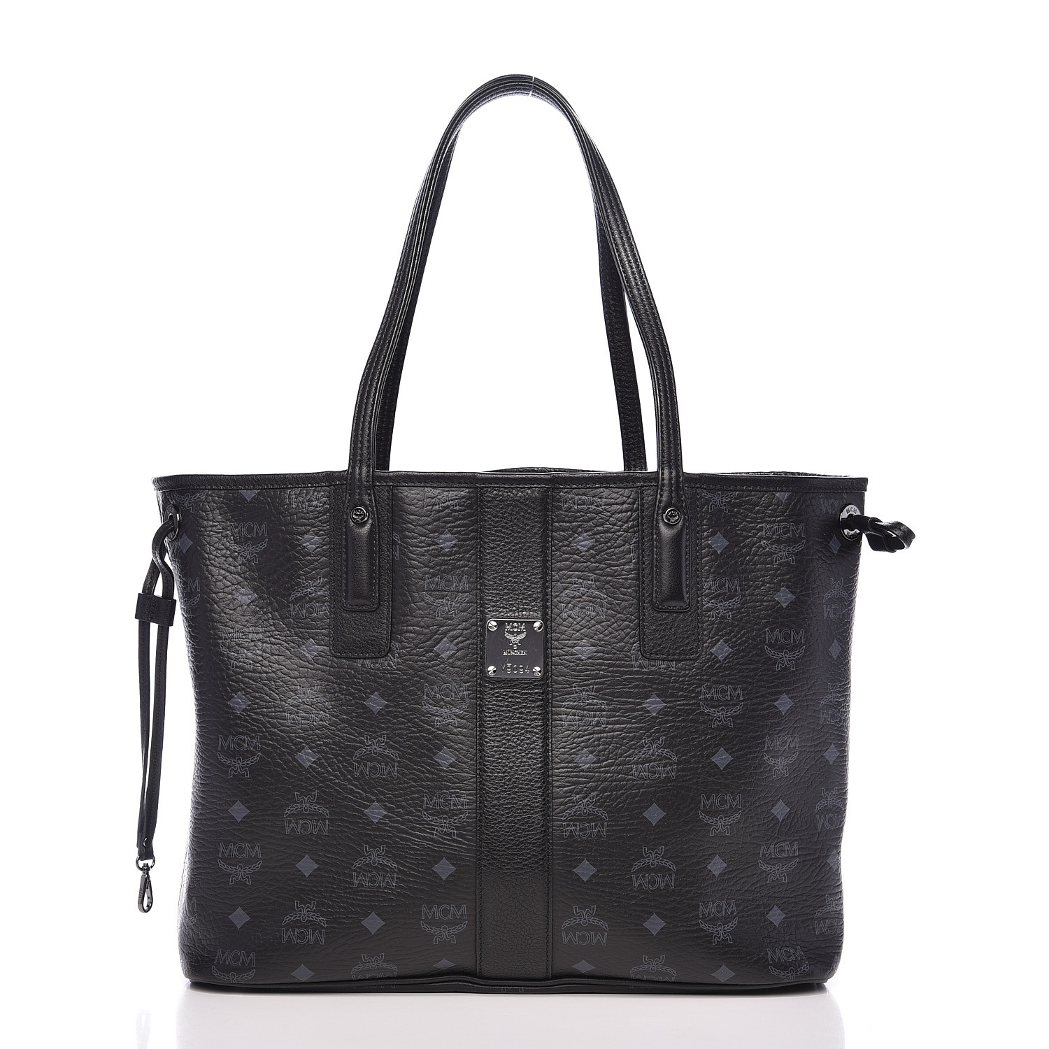 MCM Visetos Medium Liz Reversible Shopper Tote Black 514728