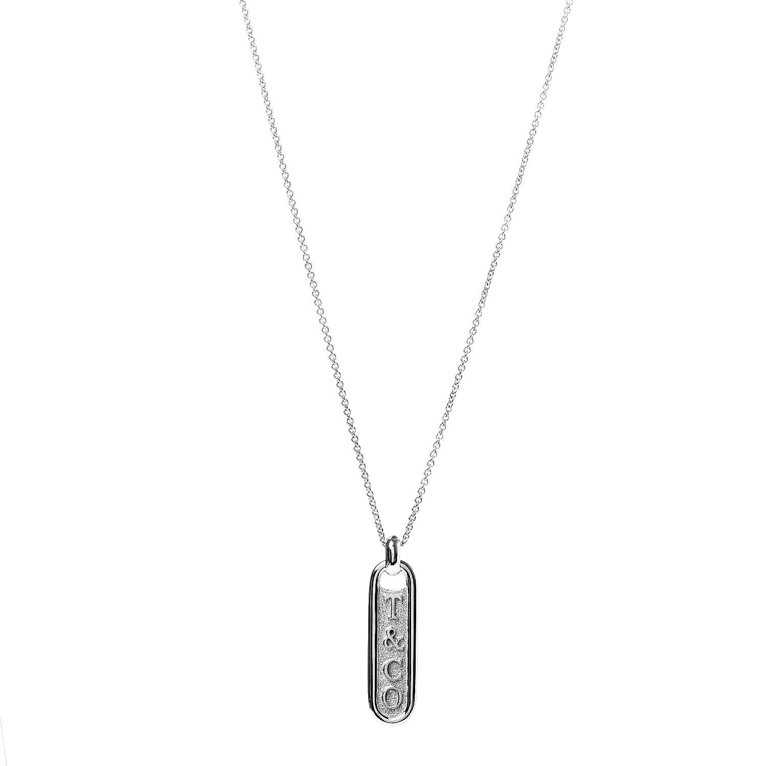 Tiffany Sterling Silver T Co Bar Pendant Necklace Fashionphile