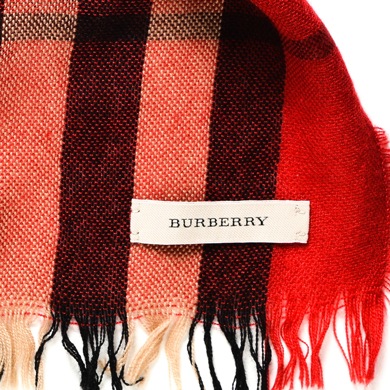 BURBERRY Merino Wool Cashmere Classic Check Scarf Red 211147