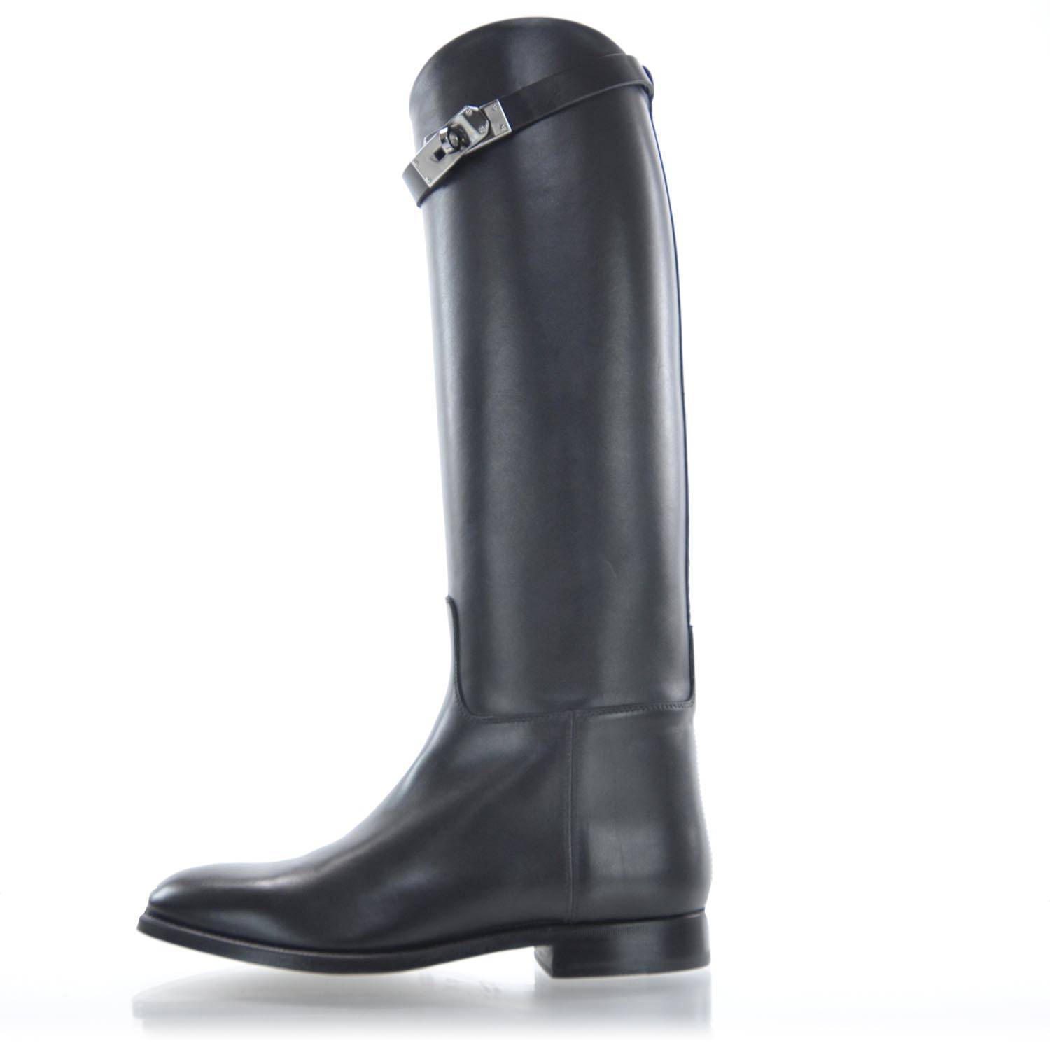 Hermes Leather Kelly Jumping Boots 37.5 Black 32466