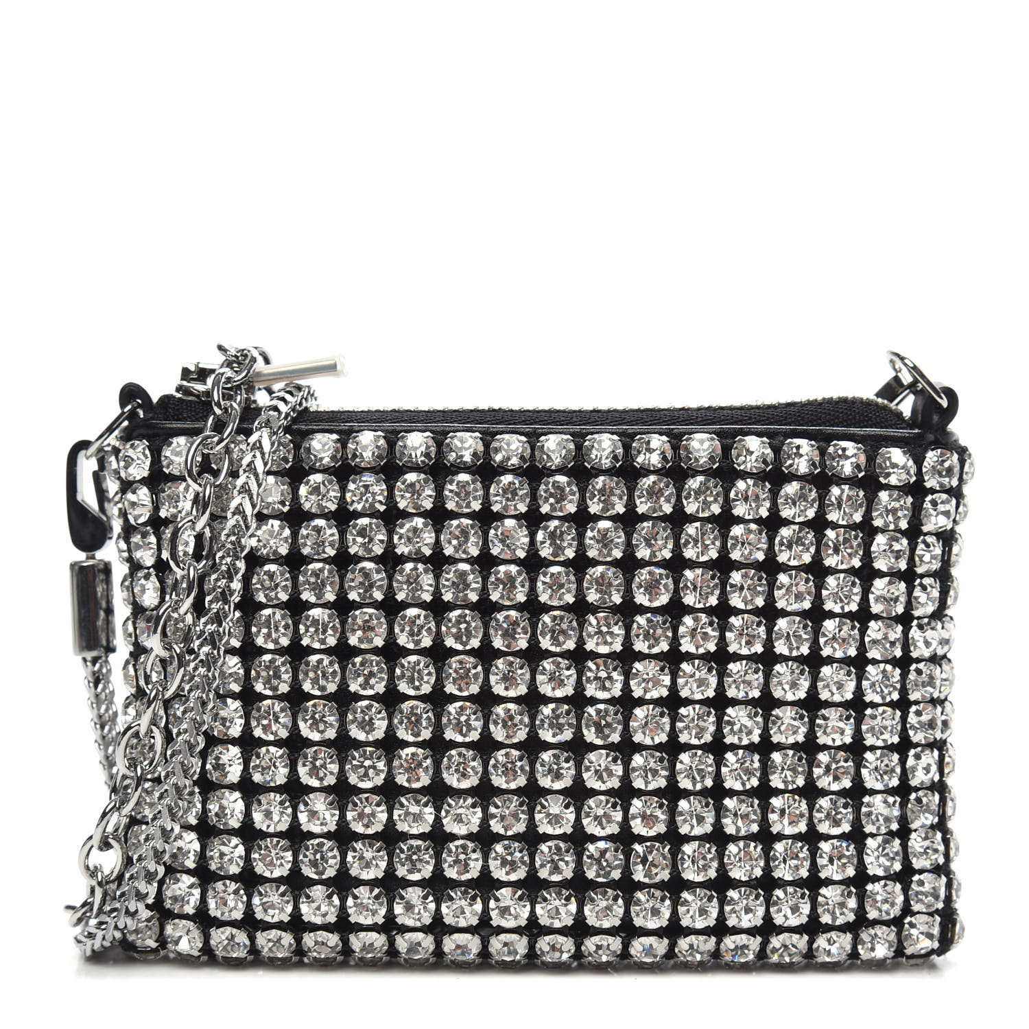 ALEXANDER WANG Mesh Crystal Rhinestone Nano Heiress Shoulder Bag Black ...