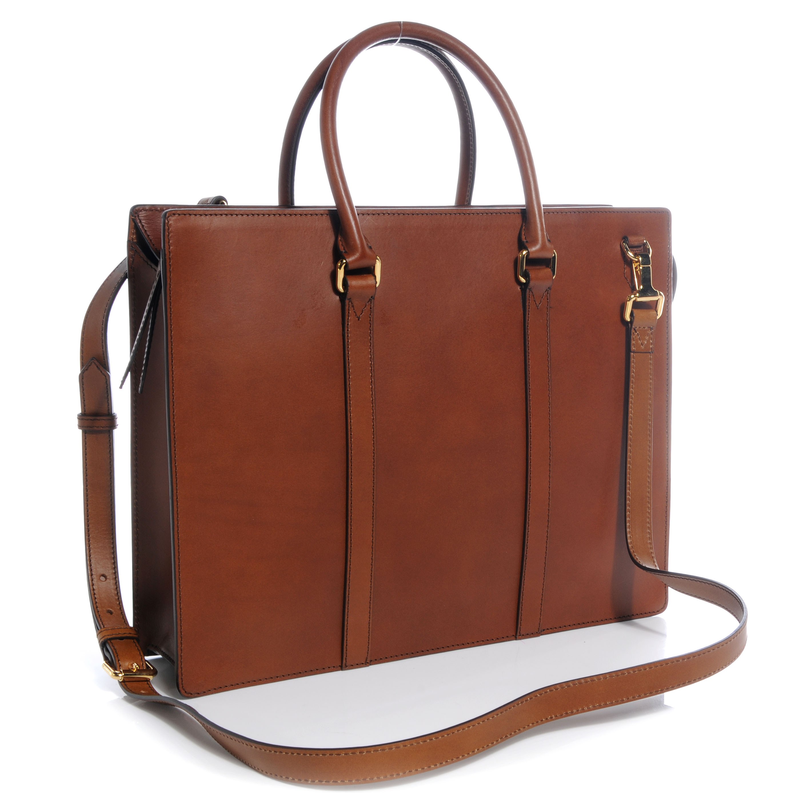 BURBERRY Sartorial Leather Briefcase Brown Ochre 58411
