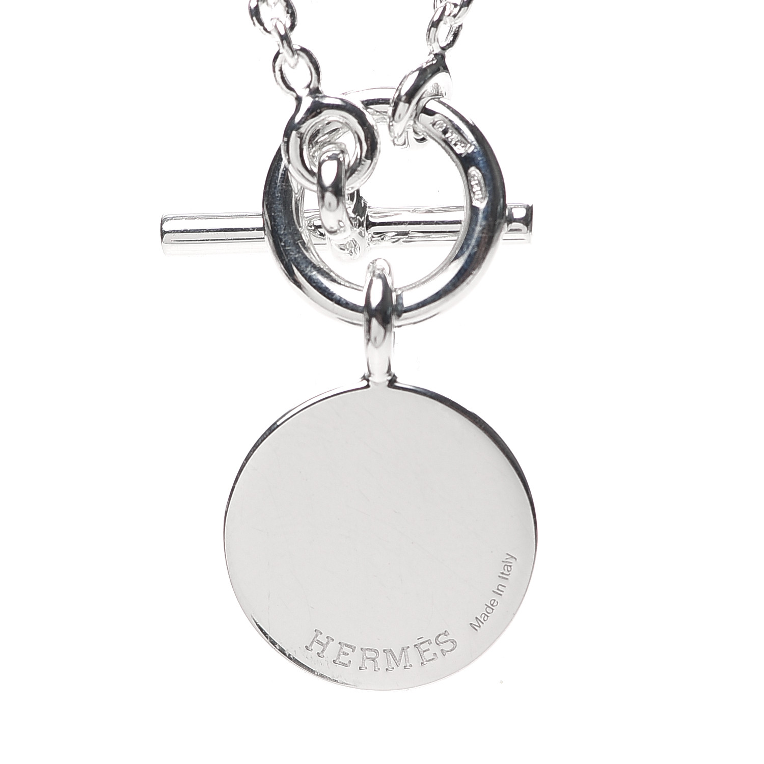 HERMES Sterling Silver Amulettes H Confettis Pendant Necklace 742457 ...