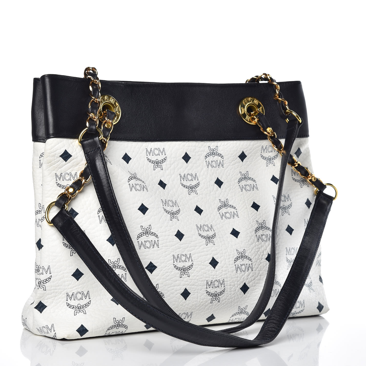 white and black mcm bag