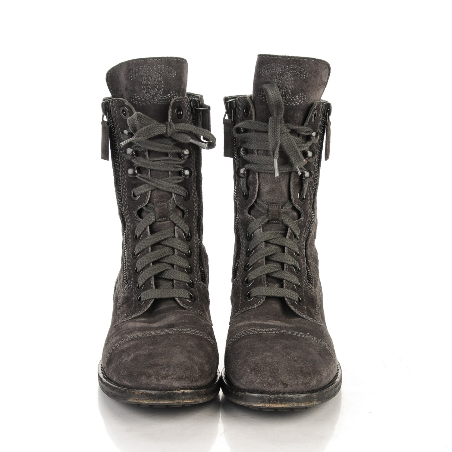 grey suede combat boots