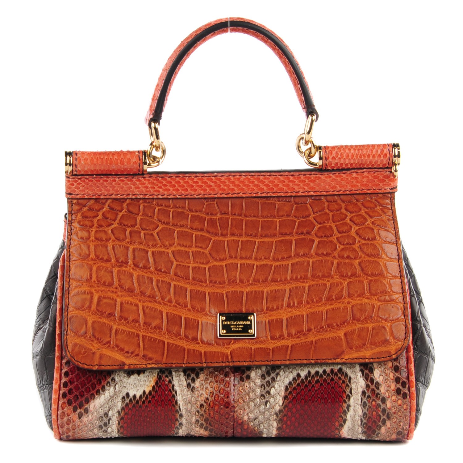 DOLCE & GABBANA Crocodile Python Calfskin Small Miss Sicily Satchel ...