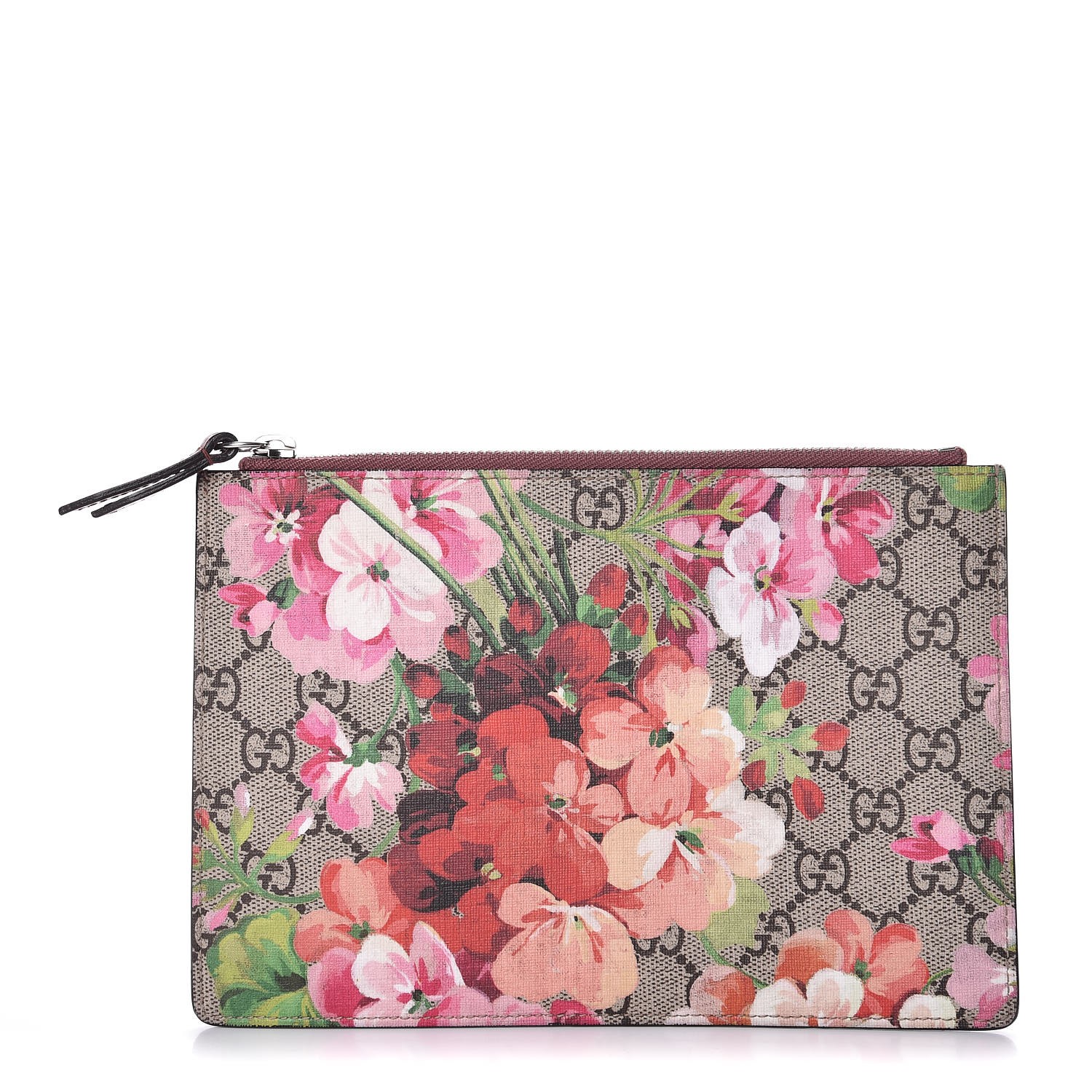 GUCCI GG Supreme Monogram Blooms Small Zip Pouch Antique Rose 329460 ...