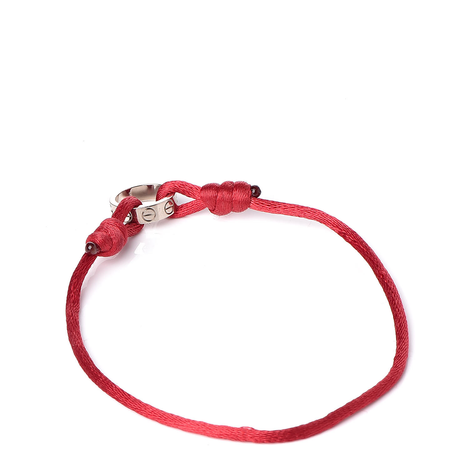 CARTIER 18K White Gold Charity LOVE Adjustable Cord Bracelet Red 421185 ...