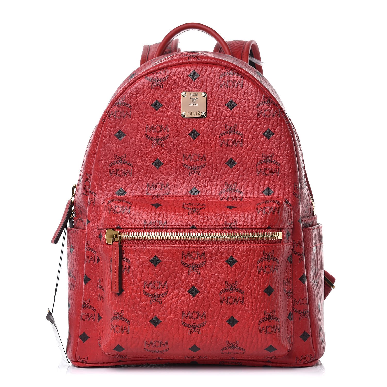 MCM Visetos Small Stark Backpack Ruby Red 350892 | FASHIONPHILE