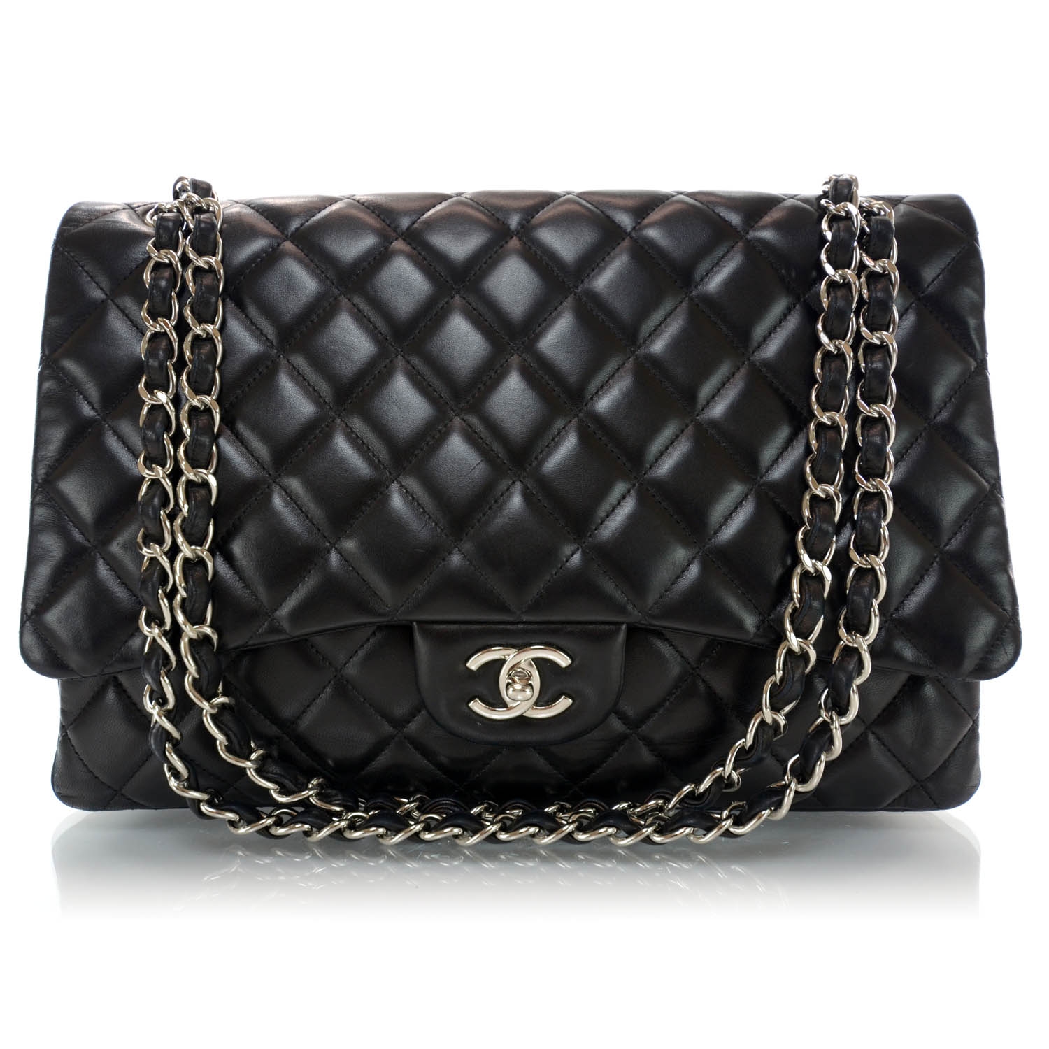 CHANEL Lambskin Maxi Single Flap Black 37529