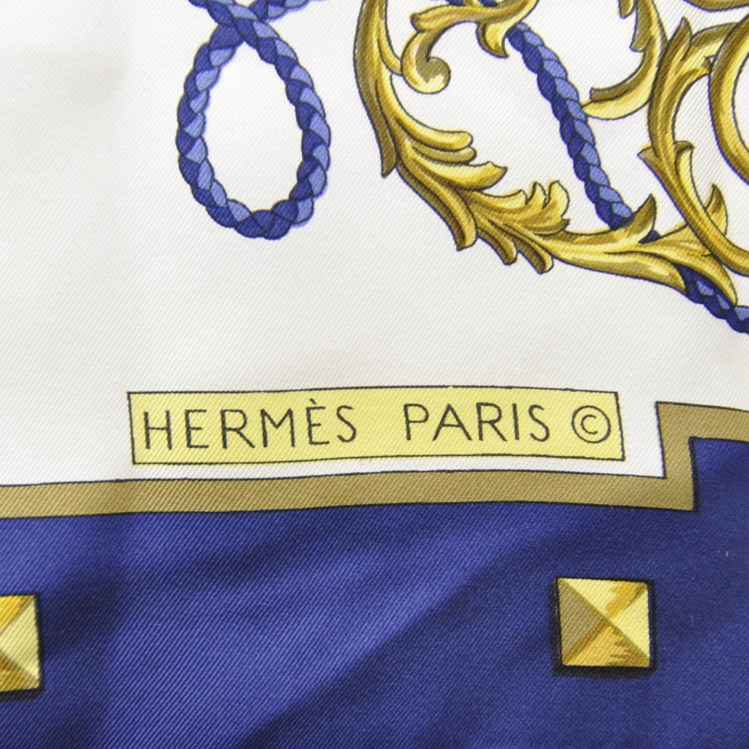 HERMES Silk Keys Les Cles Scarf 90 Bleu 27889