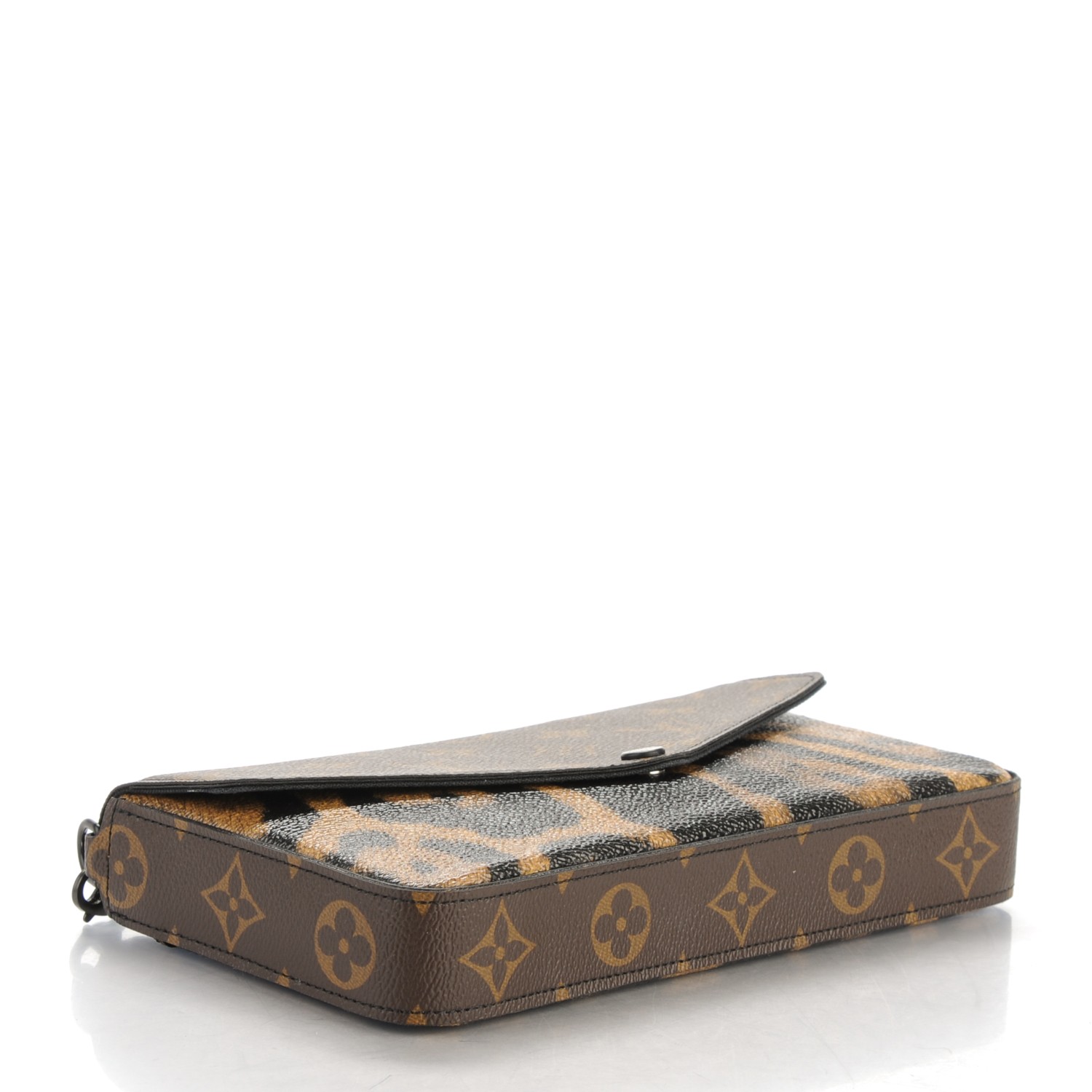 LOUIS VUITTON Monogram Animal Print Pochette Felicie Chain Wallet 164546