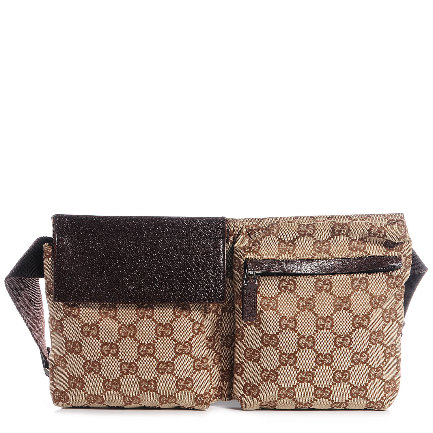 GUCCI Monogram Belt Bag Dark Brown 74800