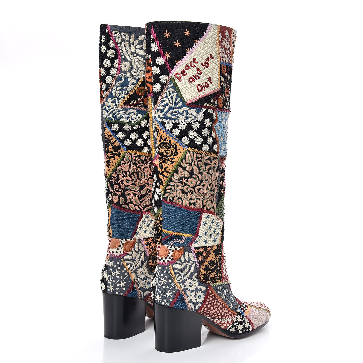 knee high patchwork boots