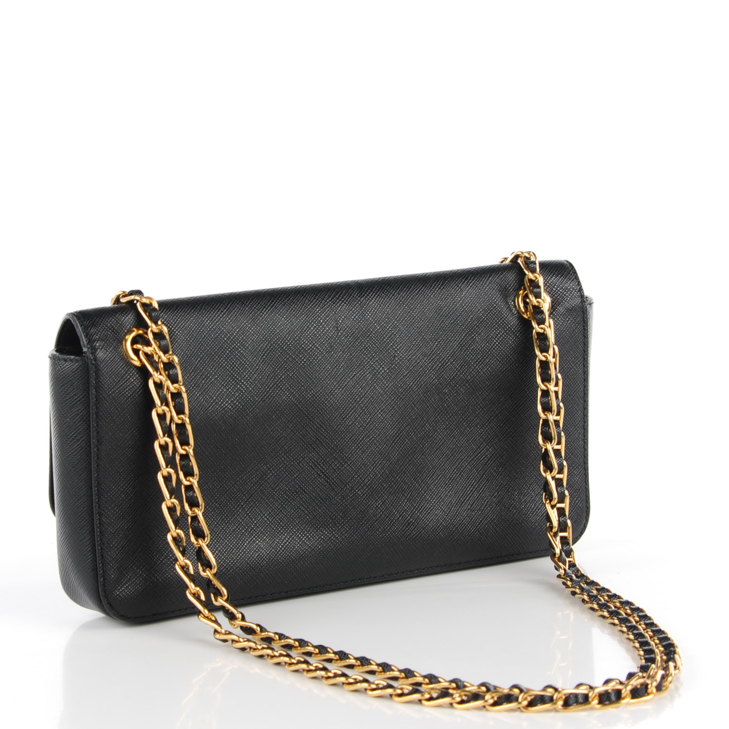 PRADA Saffiano Lux Chain Shoulder Bag Nero Black 115291