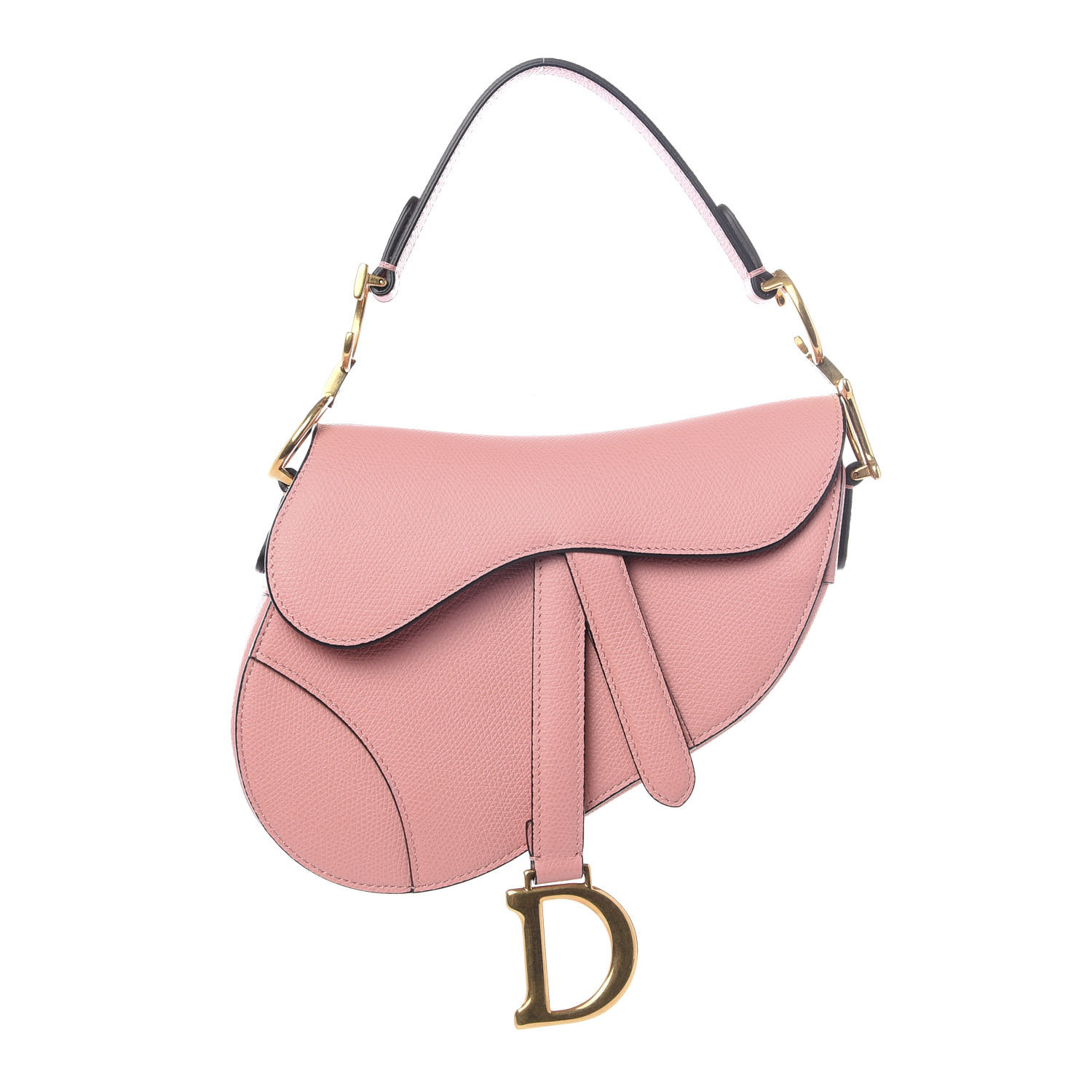 CHRISTIAN DIOR Grained Calfskin Mini Saddle Bag Pink 592675 | FASHIONPHILE