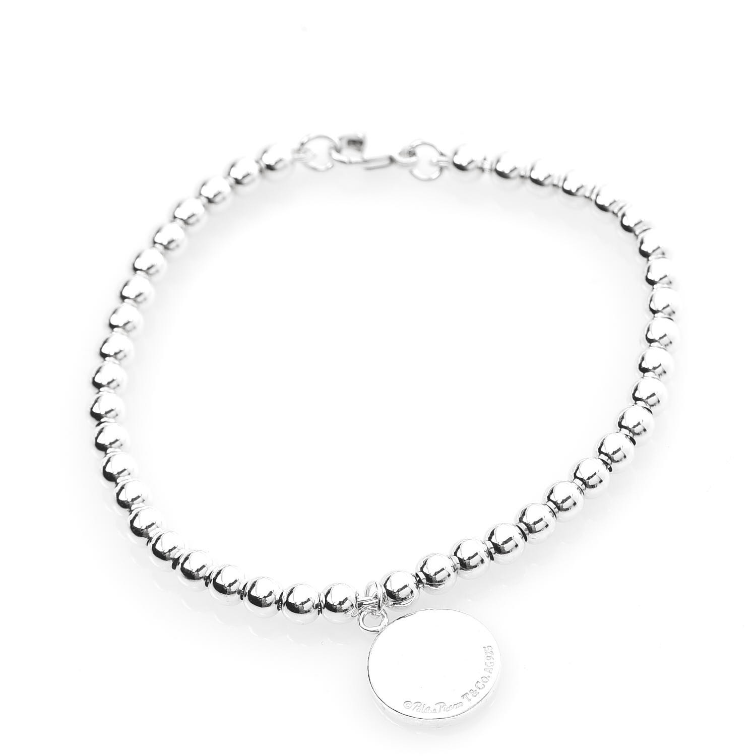 Tiffany Sterling Silver Paloma Picasso Bead Loving Heart Tag Bracelet 582466 Fashionphile