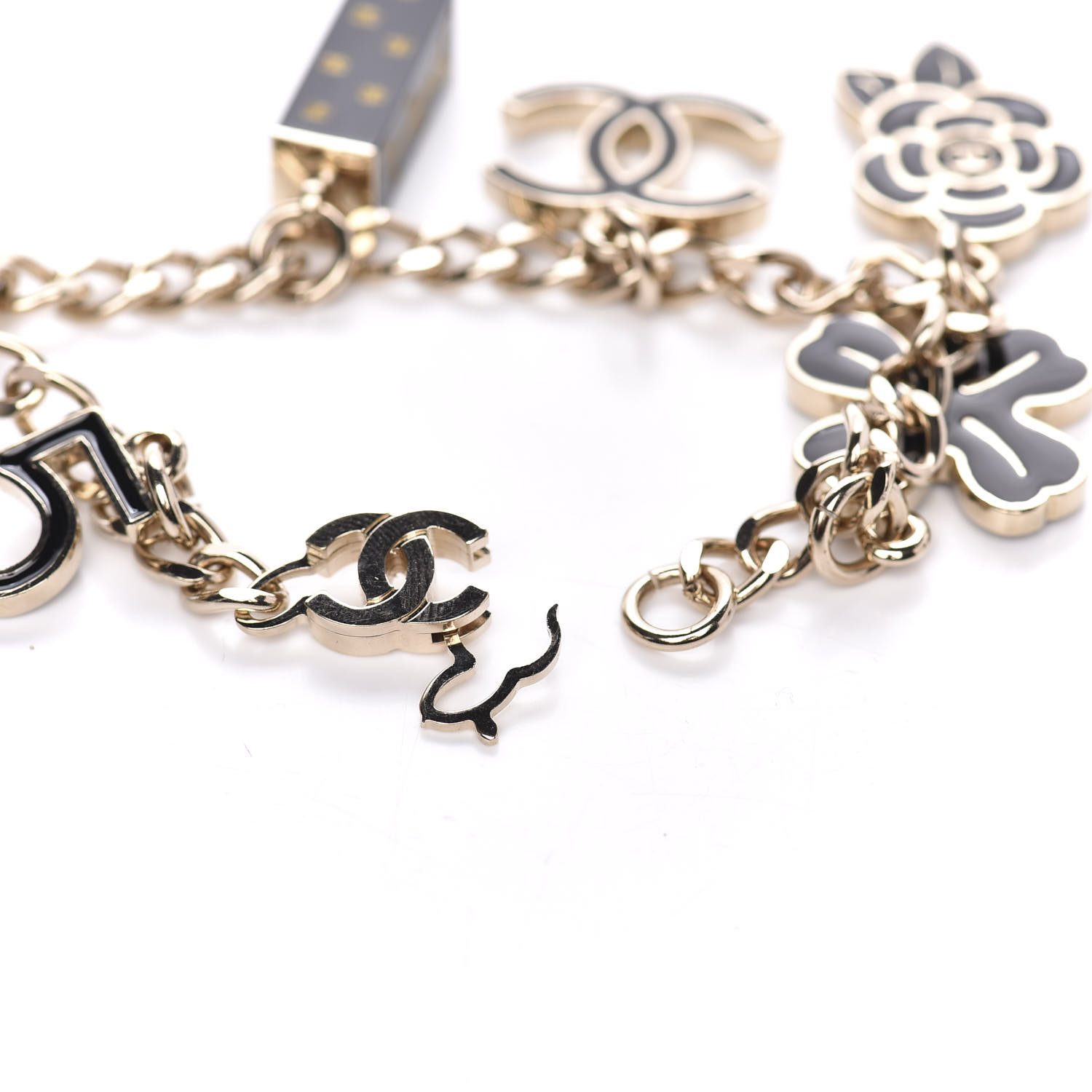 CHANEL Enamel CC Charm Bracelet Black Gold 642940 | FASHIONPHILE