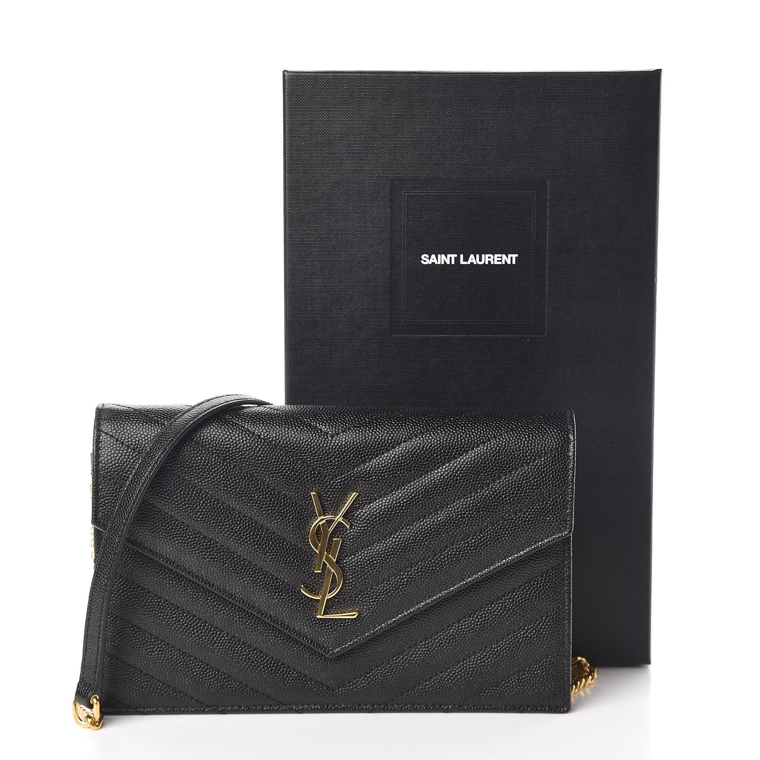 saint laurent grain de poudre envelope wallet on a chain