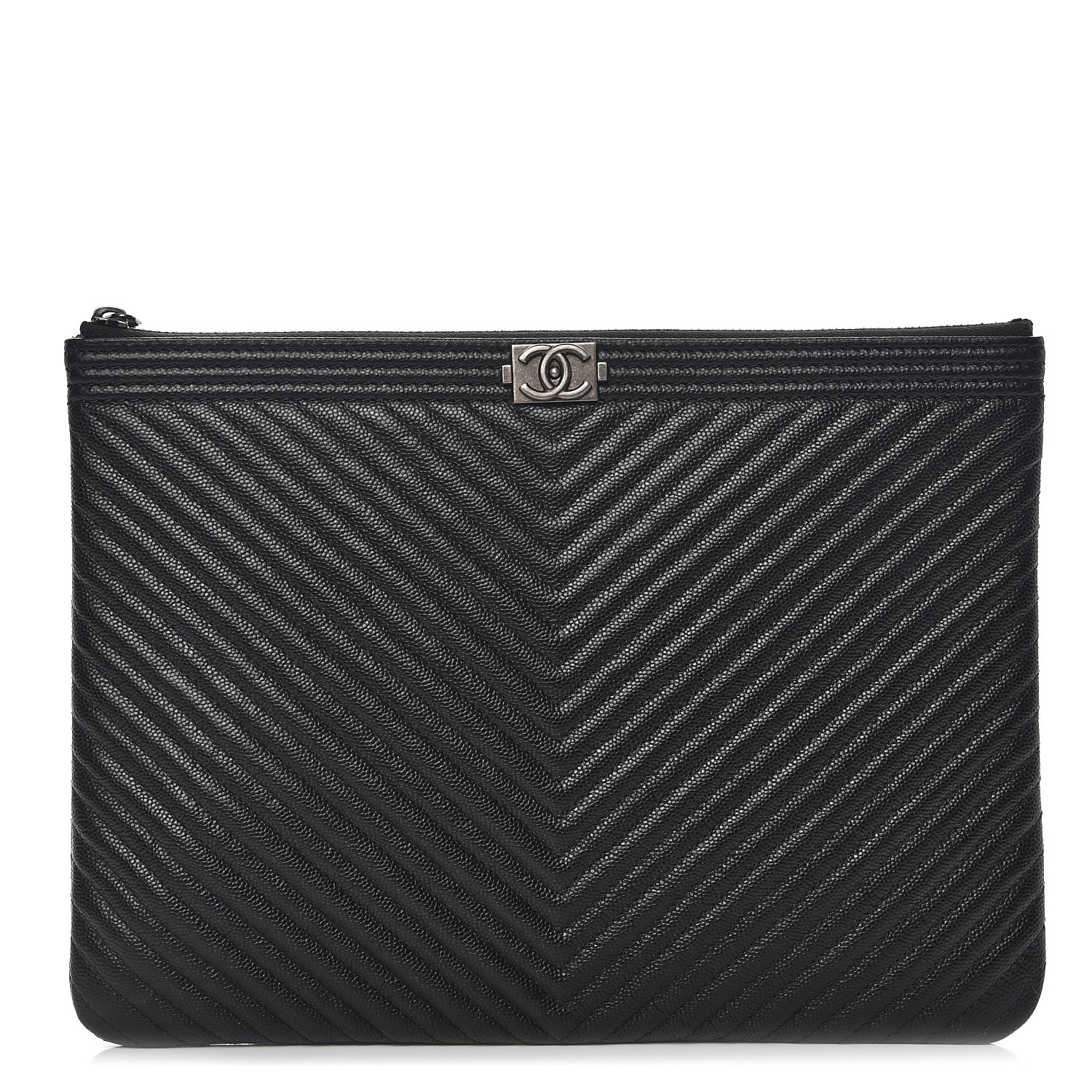 Chanel Caviar Chevron Quilted Medium Boy Cosmetic Case Black Fashionphile