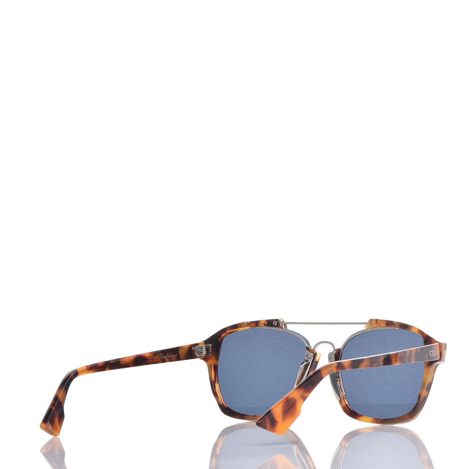 Christian Dior Abstract Square Mirrored Sunglasses Spotted Havana Blue 407625 3078