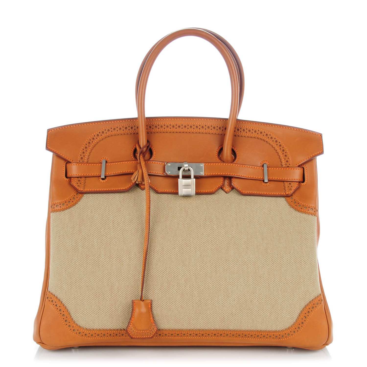 HERMES Barenia Toile Ghillies Birkin 35 Fauve 140222