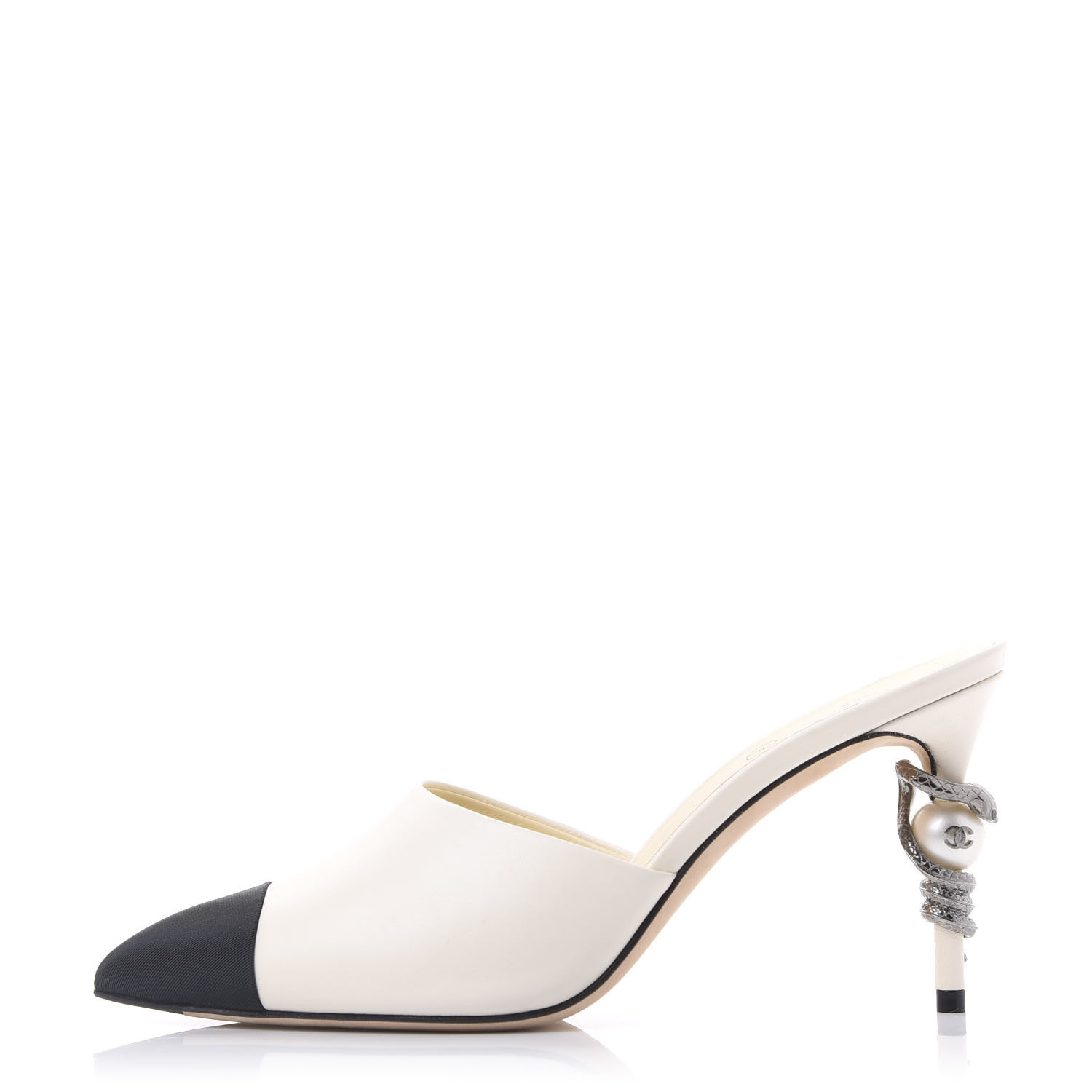 chanel pearl heel mule