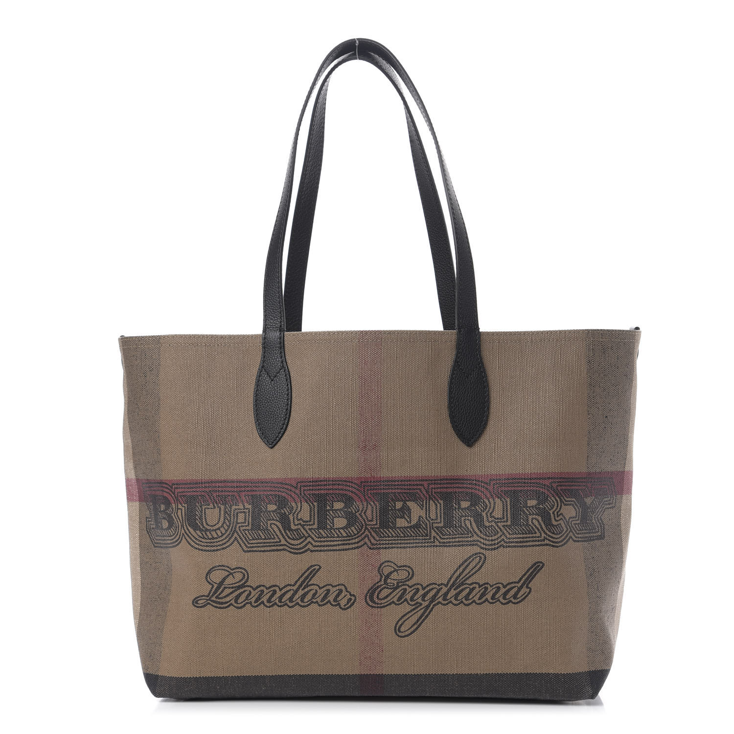 burberry medium check canvas tote bag