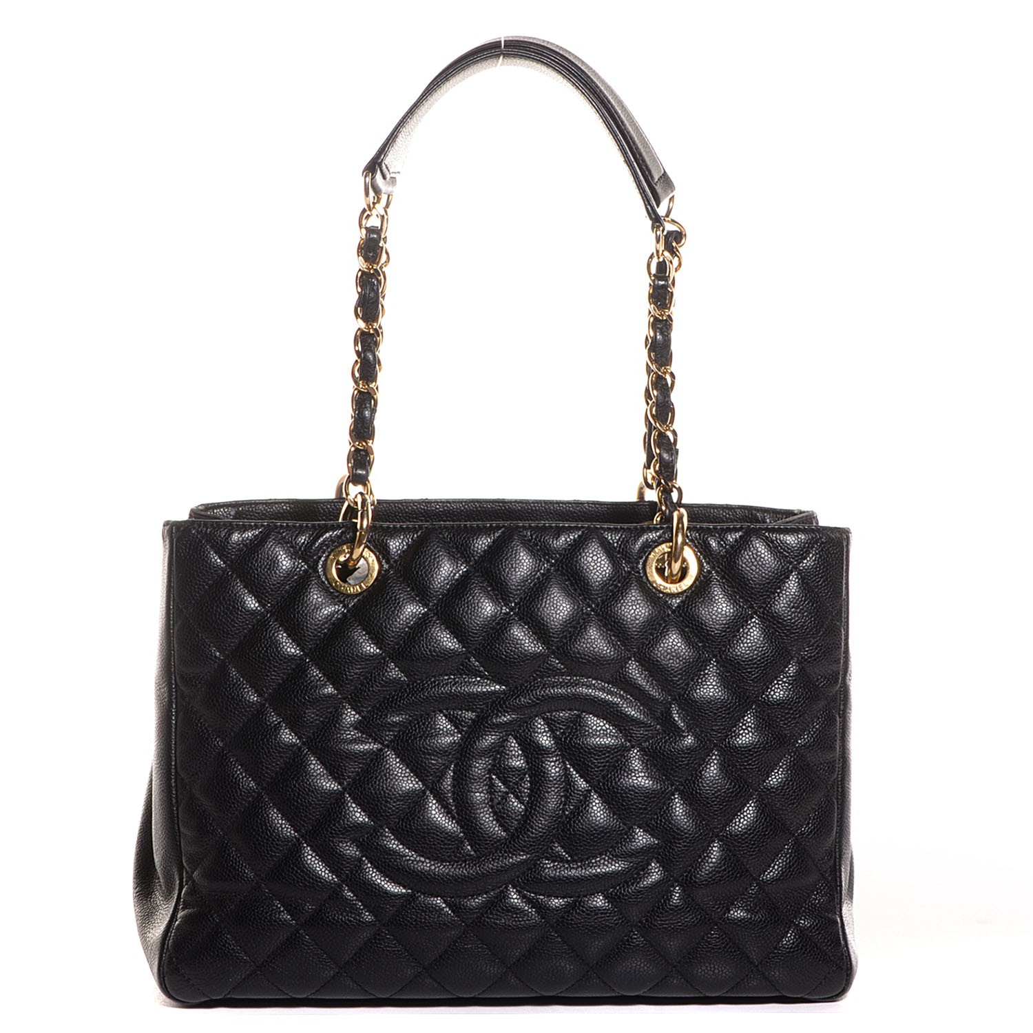 CHANEL Caviar Quilted Grand Shopping Tote GST Black 96802