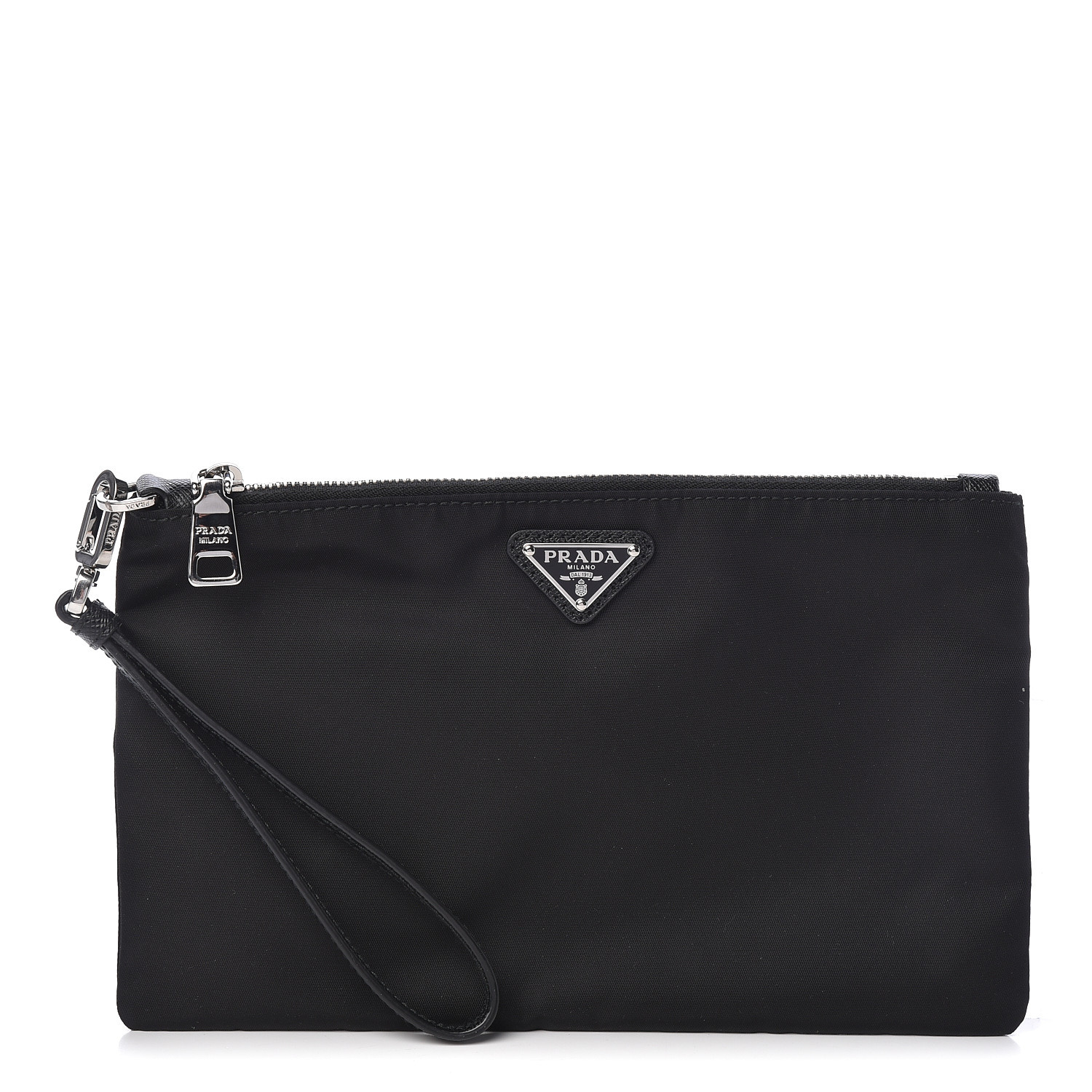 PRADA Tessuto Nylon Saffiano Wristlet Black 473574