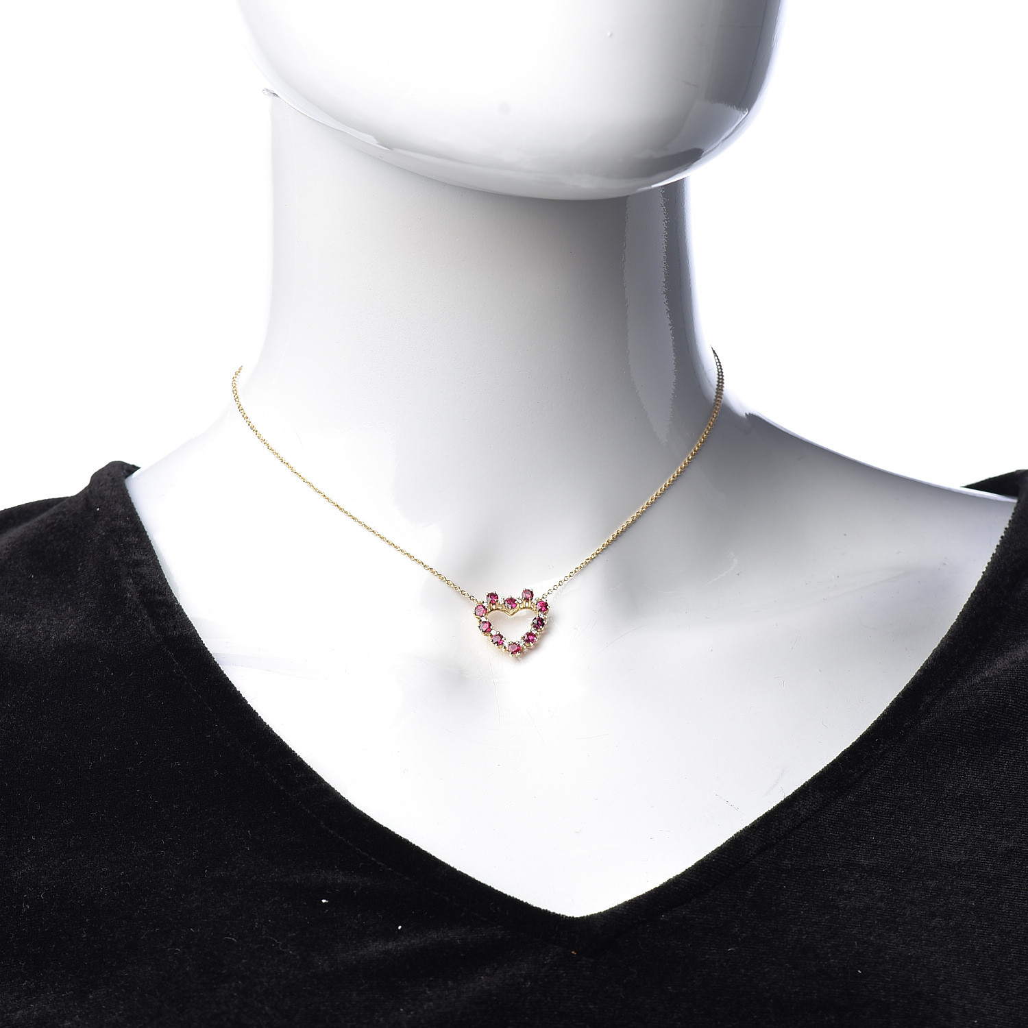 Tiffany 18k Yellow Gold Diamond Ruby Heart Pendant Necklace Fashionphile