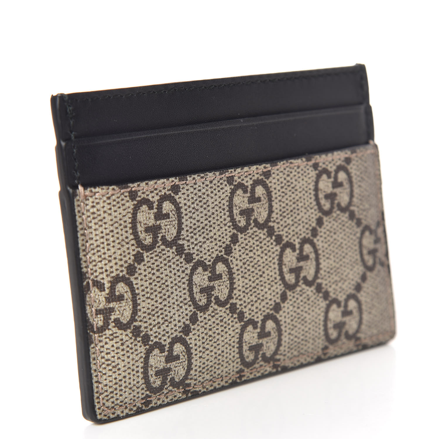 GUCCI GG Supreme Monogram Kingsnake Card Holder Beige Black 473648 ...