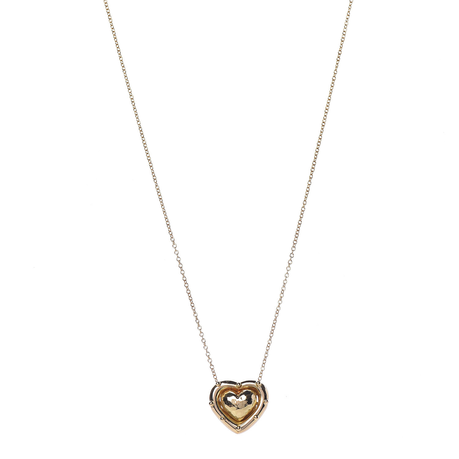 TIFFANY 18K Yellow Gold Paloma Picasso Hammered Heart Pendant Necklace ...