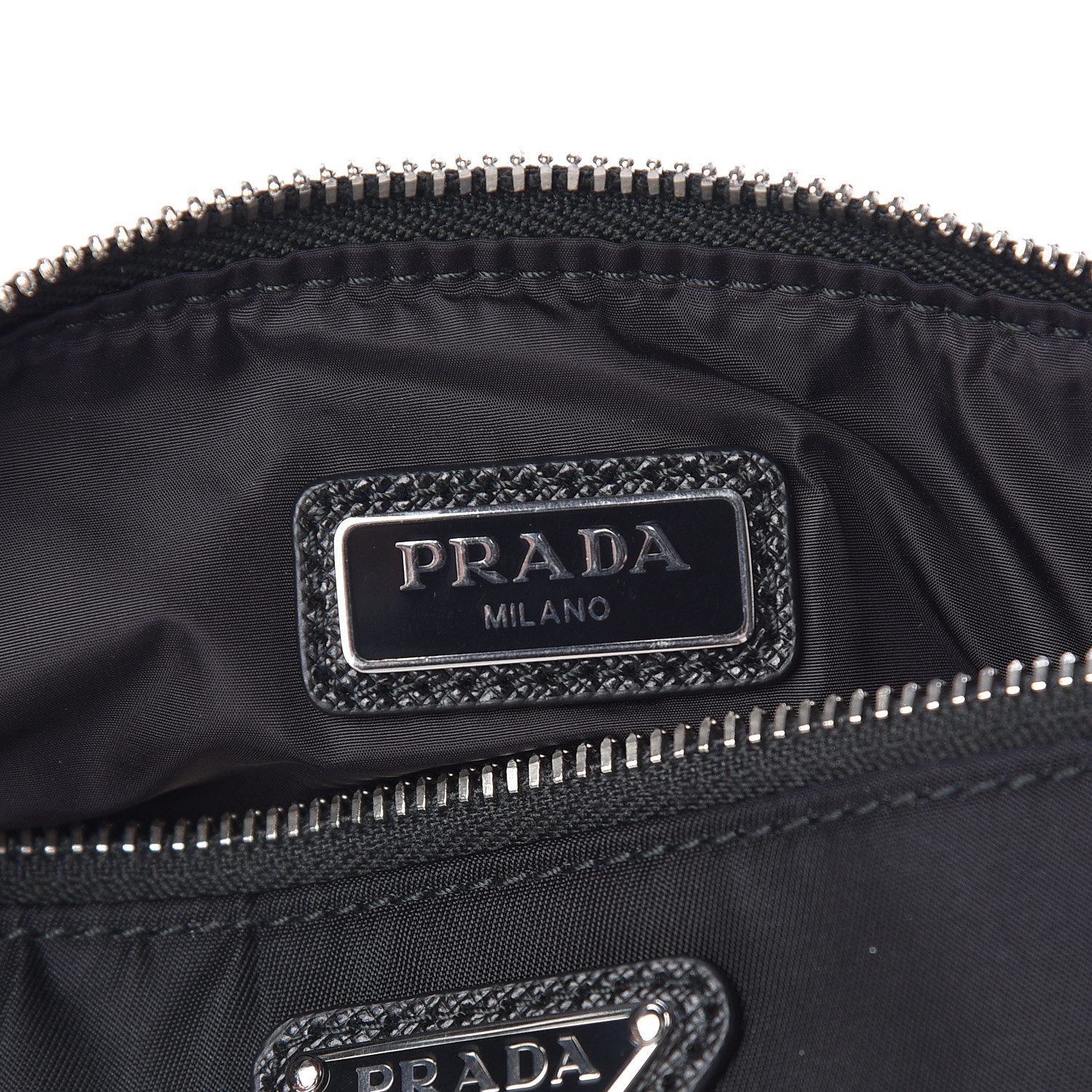 PRADA Tessuto Nylon Saffiano Wristlet Black 473574