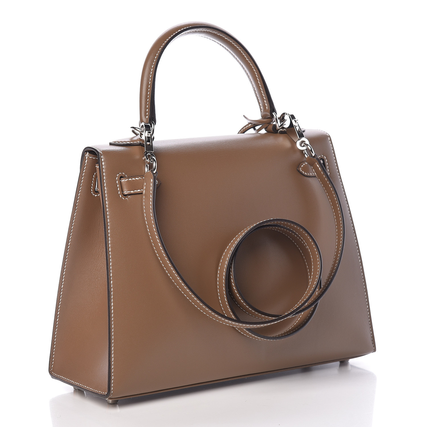 HERMES Tadelakt Kelly Sellier 25 Etoupe 473476 | FASHIONPHILE