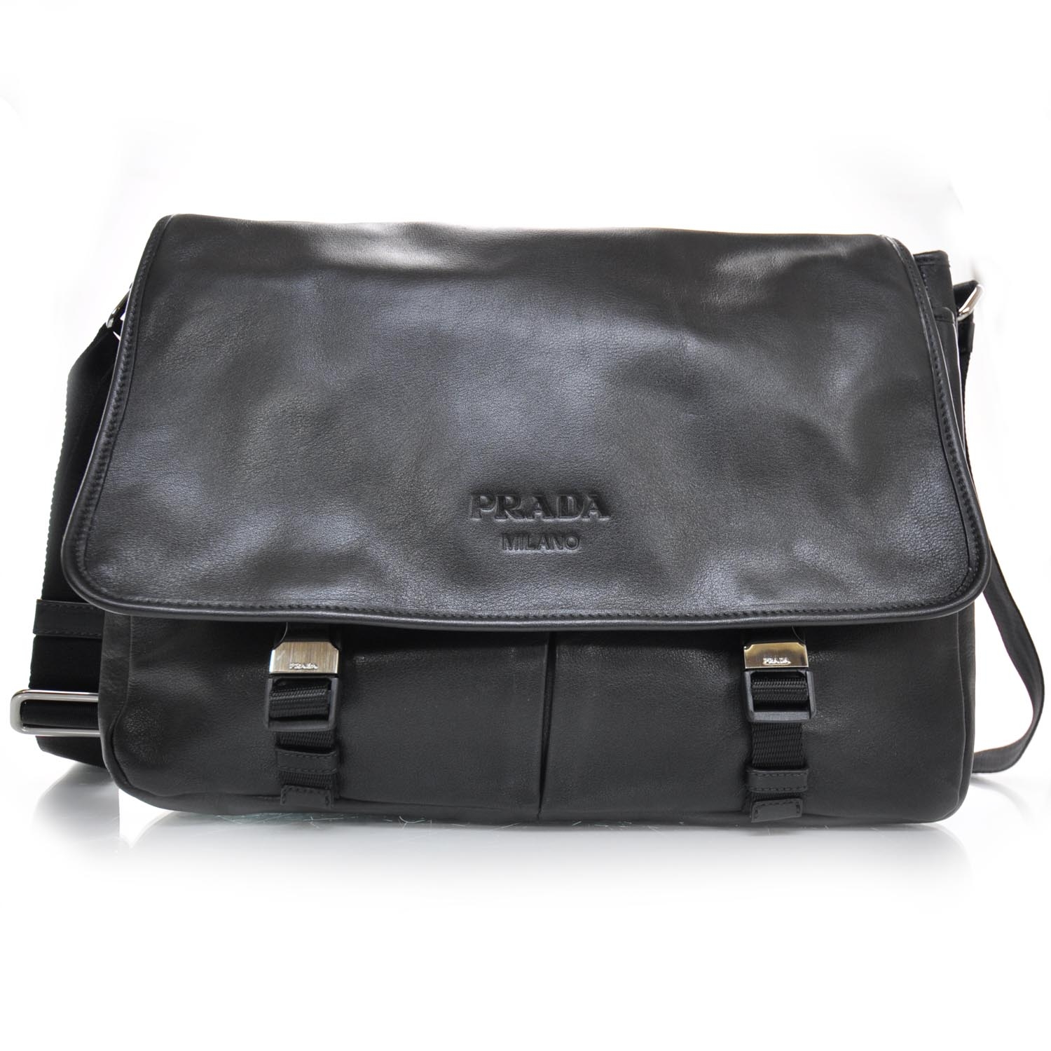 prada leather messenger bag