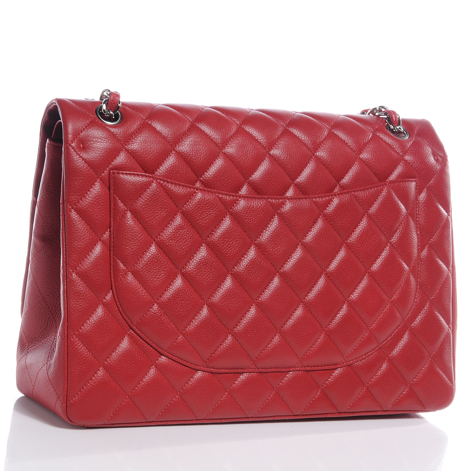 CHANEL Caviar Quilted Maxi Double Flap Red 59963