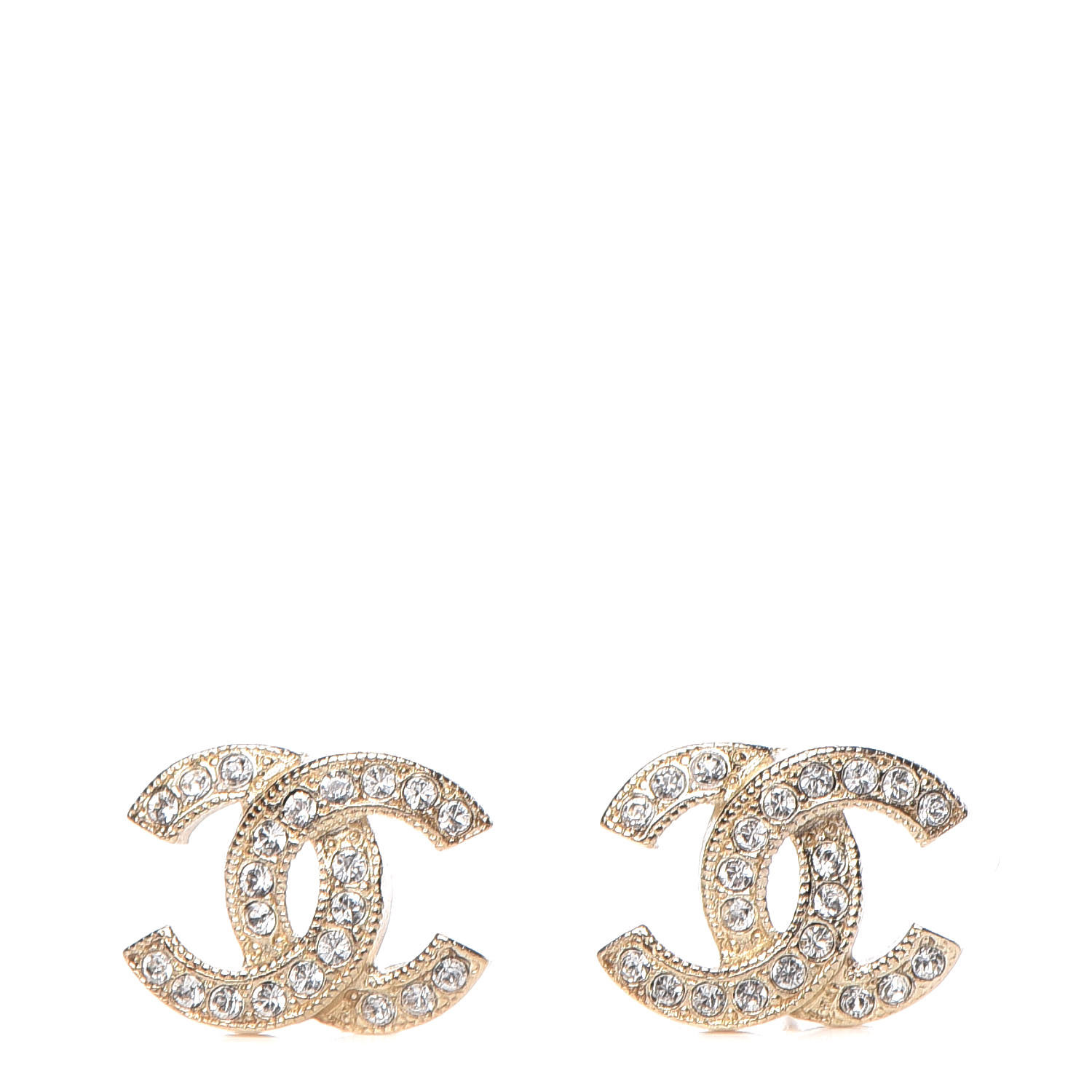 CHANEL Crystal Mini CC Earrings Gold 382685