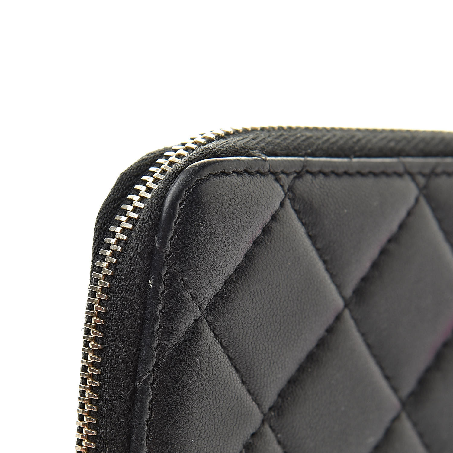 CHANEL Lambskin Quilted Zip Coin Purse Black 526512