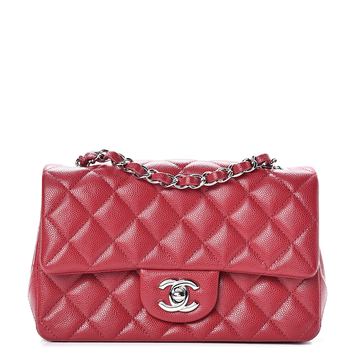 CHANEL Caviar Quilted Mini Rectangular Flap Pink 444172